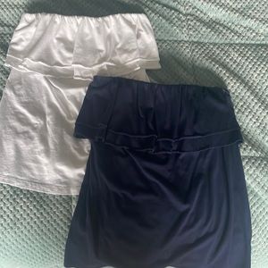 White and blue strapless Lilly tops